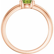 14K Rose Natural Peridot Family Stackable Ring