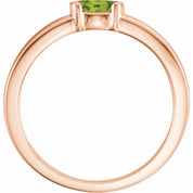 14K Rose Natural Peridot Family Stackable Ring