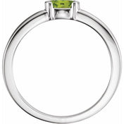 14K White Natural Peridot Family Stackable Ring