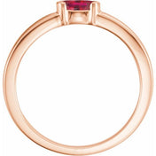 14K Rose Natural Ruby Family Stackable Ring