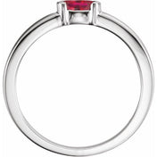 14K White Lab-Grown Ruby Family Stackable Ring