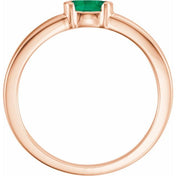 14K Rose Lab-Grown Emerald Family Stackable Ring