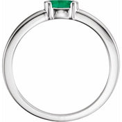 14K White Lab-Grown Emerald Family Stackable Ring