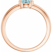 14K Rose Natural Aquamarine Family Stackable Ring