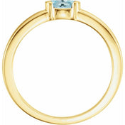 14K Yellow Natural Aquamarine Family Stackable Ring