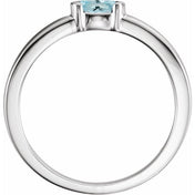 14K White Natural Aquamarine Family Stackable Ring