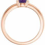 14K Rose Natural Amethyst Family Stackable Ring