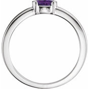 Sterling Silver Natural Amethyst Family Stackable Ring