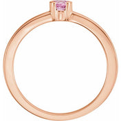14K Rose Natural Pink Tourmaline Family Stackable Ring