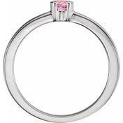 Sterling Silver Natural Pink Tourmaline Family Stackable Ring