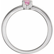 Sterling Silver Natural Pink Tourmaline Family Stackable Ring
