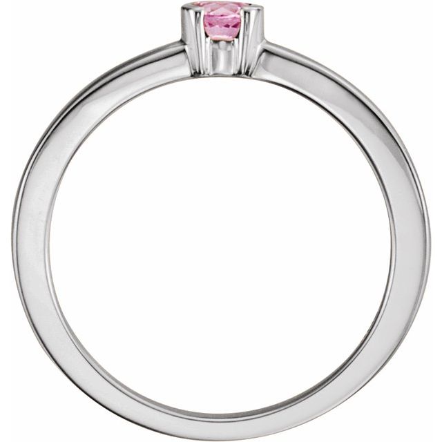 Sterling Silver Natural Pink Tourmaline Family Stackable Ring