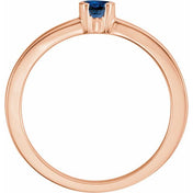 14K Rose Natural Blue Sapphire Family Stackable Ring