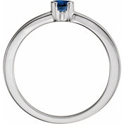 14K White Lab-Grown Blue Sapphire Family Stackable Ring