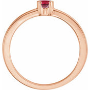 14K Rose Lab-Grown Ruby Family Stackable Ring