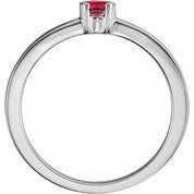 14K White Natural Ruby Family Stackable Ring