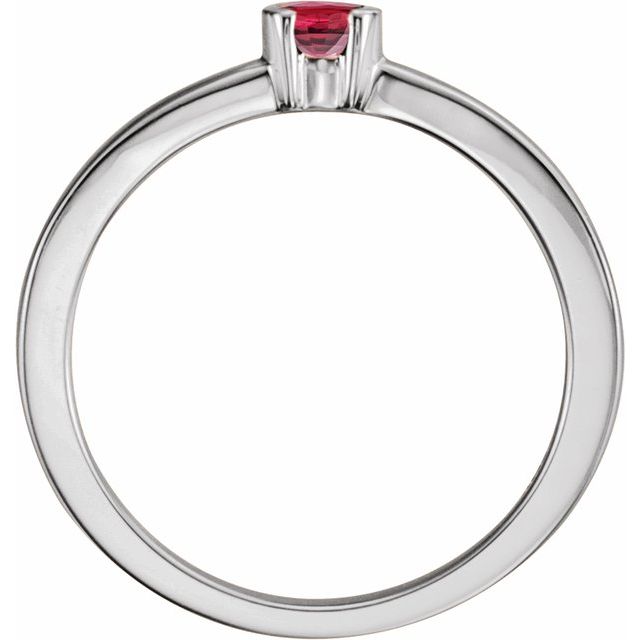 14K White Natural Ruby Family Stackable Ring