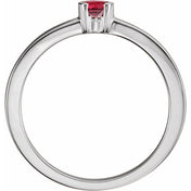 14K White Lab-Grown Ruby Family Stackable Ring