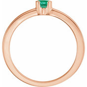 14K Rose Lab-Grown Emerald Family Stackable Ring