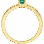 14K Yellow Lab-Grown Emerald Family Stackable Ring