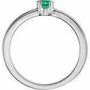 14K White Lab-Grown Emerald Family Stackable Ring