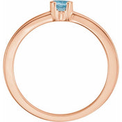 14K Rose Natural Aquamarine Family Stackable Ring
