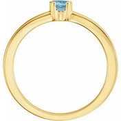 14K Yellow Natural Aquamarine Family Stackable Ring