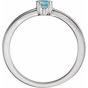 Sterling Silver Natural Aquamarine Family Stackable Ring