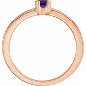 14K Rose Natural Amethyst Family Stackable Ring