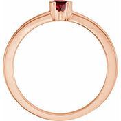 14K Rose Natural Mozambique Garnet Family Stackable Ring