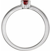 Sterling Silver Natural Mozambique Garnet Family Stackable Ring