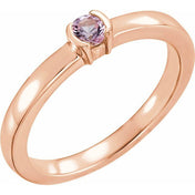 14K Rose Natural Pink Tourmaline Family Stackable Ring