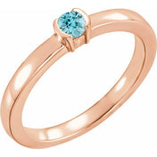 14K Rose Natural Blue Zircon Family Stackable Ring