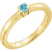 14K Yellow Natural Blue Zircon Family Stackable Ring