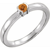 14K White Natural Citrine Family Stackable Ring