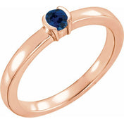 14K Rose Natural Blue Sapphire Family Stackable Ring