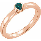 14K Rose Lab-Grown Alexandrite Family Stackable Ring
