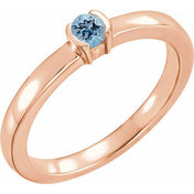 14K Rose Natural Aquamarine Family Stackable Ring
