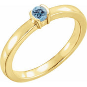 14K Yellow Natural Aquamarine Family Stackable Ring