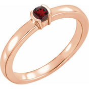 14K Rose Natural Mozambique Garnet Family Stackable Ring