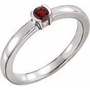 Sterling Silver Natural Mozambique Garnet Family Stackable Ring