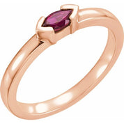 14K Rose Natural Pink Tourmaline Family Stackable Ring