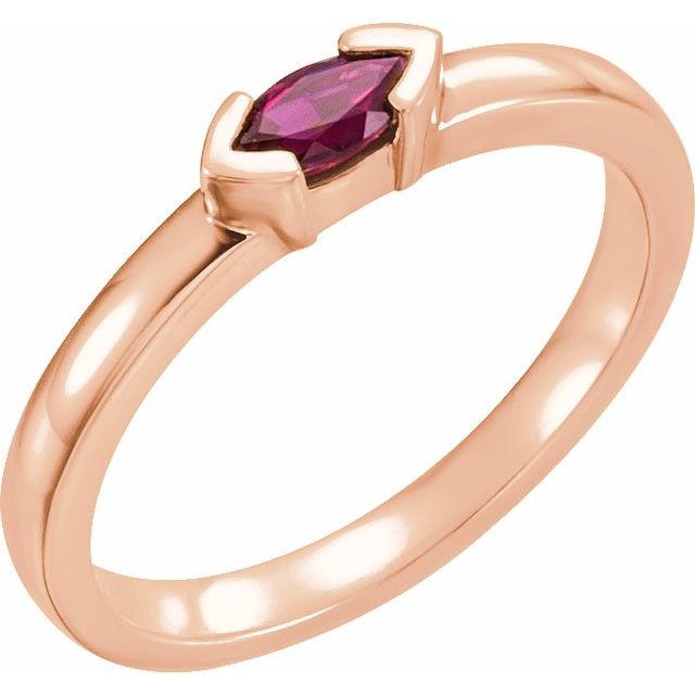 14K Rose Natural Pink Tourmaline Family Stackable Ring