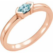 14K Rose Natural Blue Zircon Family Stackable Ring