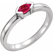 Sterling Silver Natural Ruby Family Stackable Ring