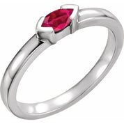 Sterling Silver Natural Ruby Family Stackable Ring