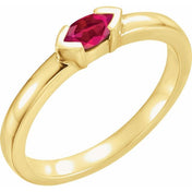 14K Yellow Lab-Grown Ruby Family Stackable Ring