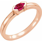 14K Rose Lab-Grown Ruby Family Stackable Ring