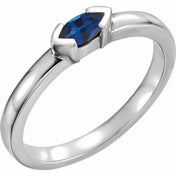 Sterling Silver Natural Blue Sapphire Family Stackable Ring