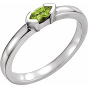 14K White Natural Peridot Family Stackable Ring